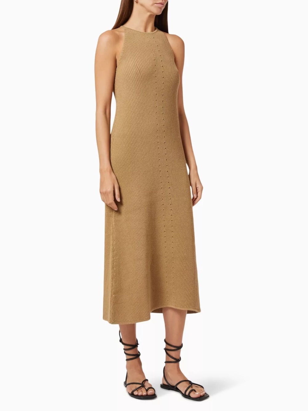 Selected Femme Maxi Knit Dress Kelp Brown - Size Small